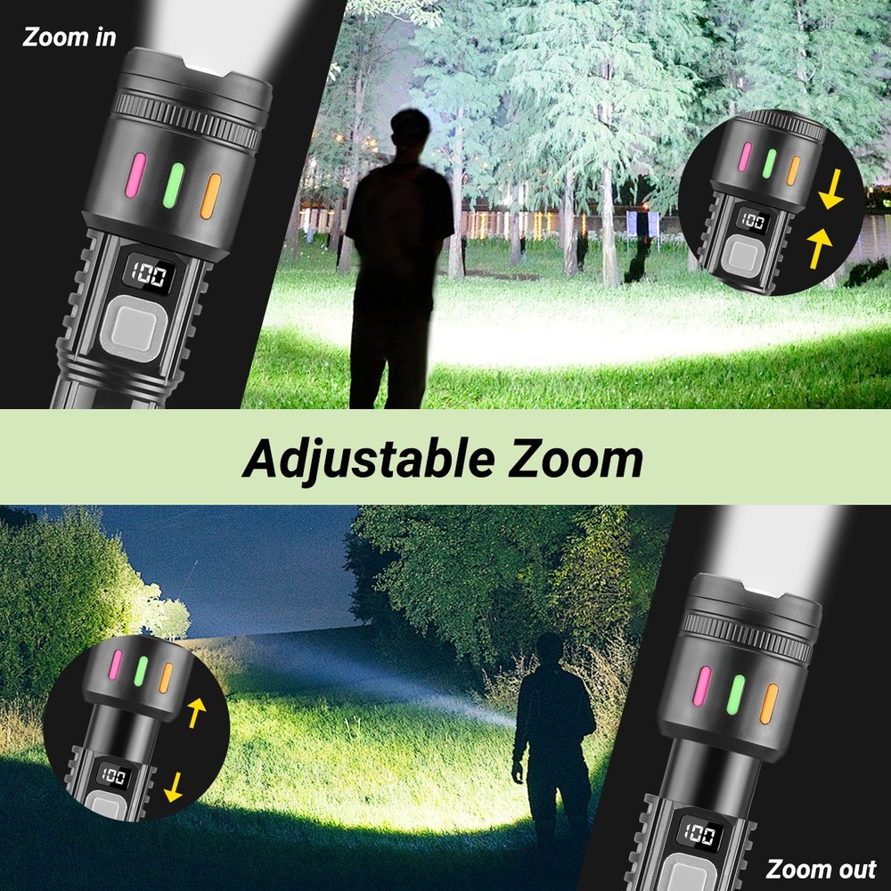 2x Super Bright LED Flashlight Rechargeable Tactical Flashlights LED Work Lights