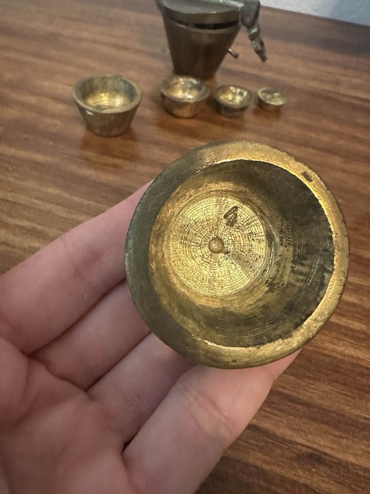 Antique 6 pc Bronze Nesting Apothecary Weights - Marked 16