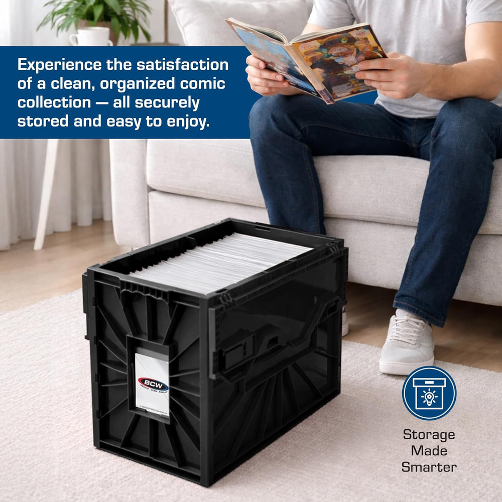 Short Comic Book Bin | Holds 150 Comics | Stackable Plastic Storage | Acid-Free