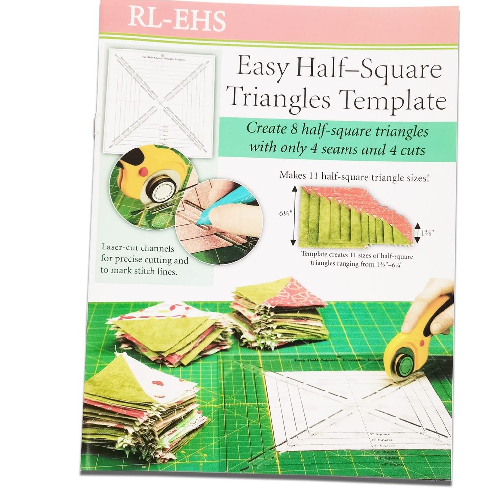 Easy Half-Square Triangles Quilting Rulers and Template for Accurate Patchwork