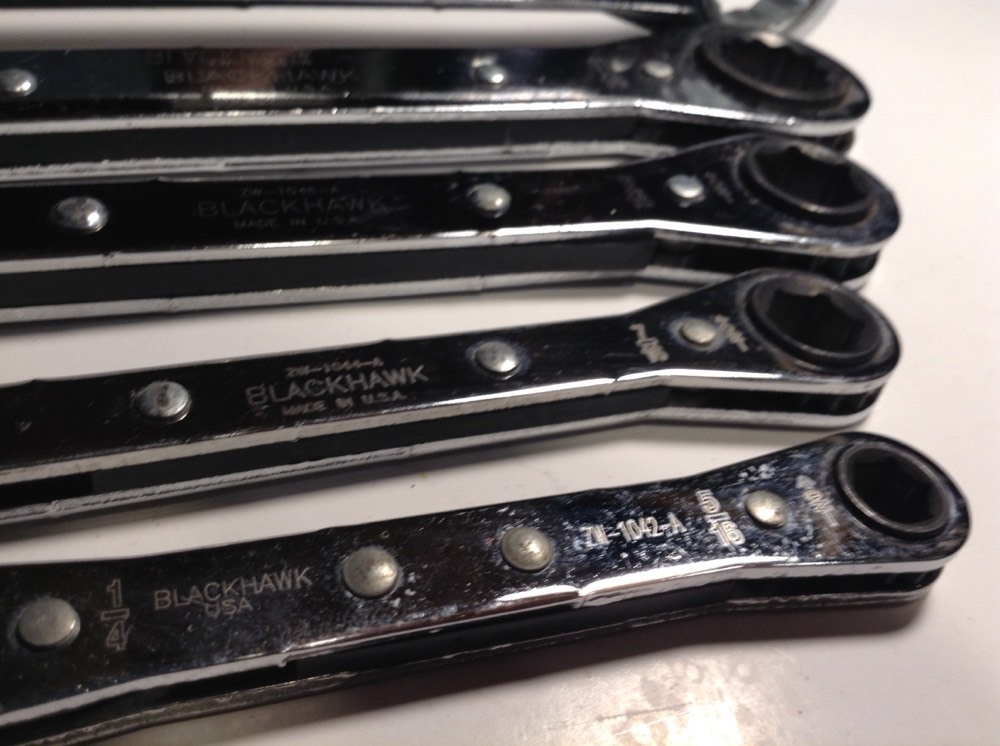 Blackhawk Tools, Ratchet Wrench Set-Sae,Sizes: 7/8, 3/4, 11/16, 5/8, 9/16, 1/2