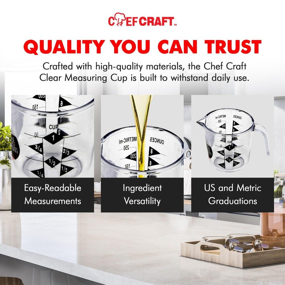 Chef Craft Select Plastic Measuring Cup, 1 Cup Capacity, Clear 1