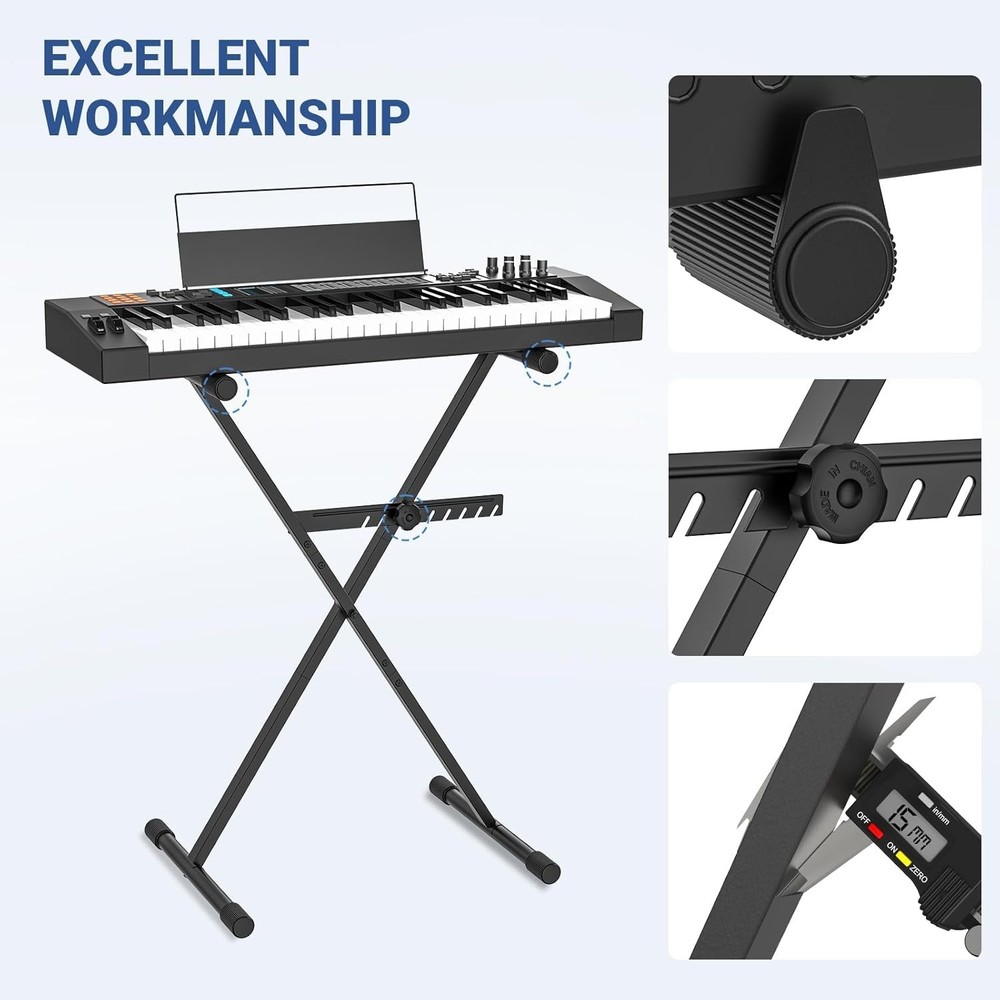 Heavy-Duty X-Style Keyboard Stand with 7-Position Adjustable Height & Stability