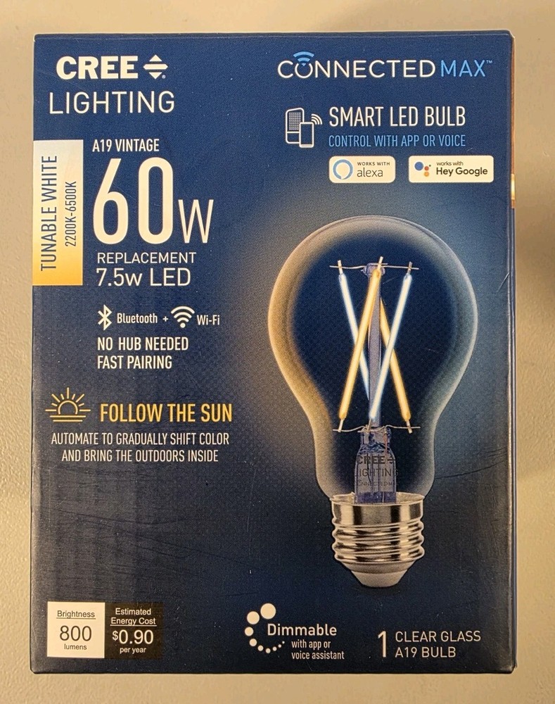 CREE Connected Max 60 Watt EQ A19 Tunable White Dimmable Smart LED Light Bulb