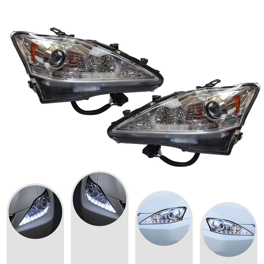 Front Headlights Assembly for Lexus IS250 IS350 Driver & Passenger Side