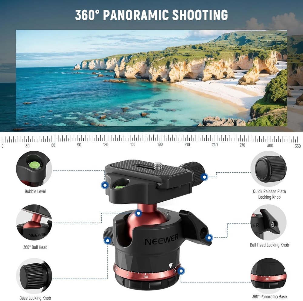 Basics 70.9" Camera Tripod Monopod with Center Column & Ball Head