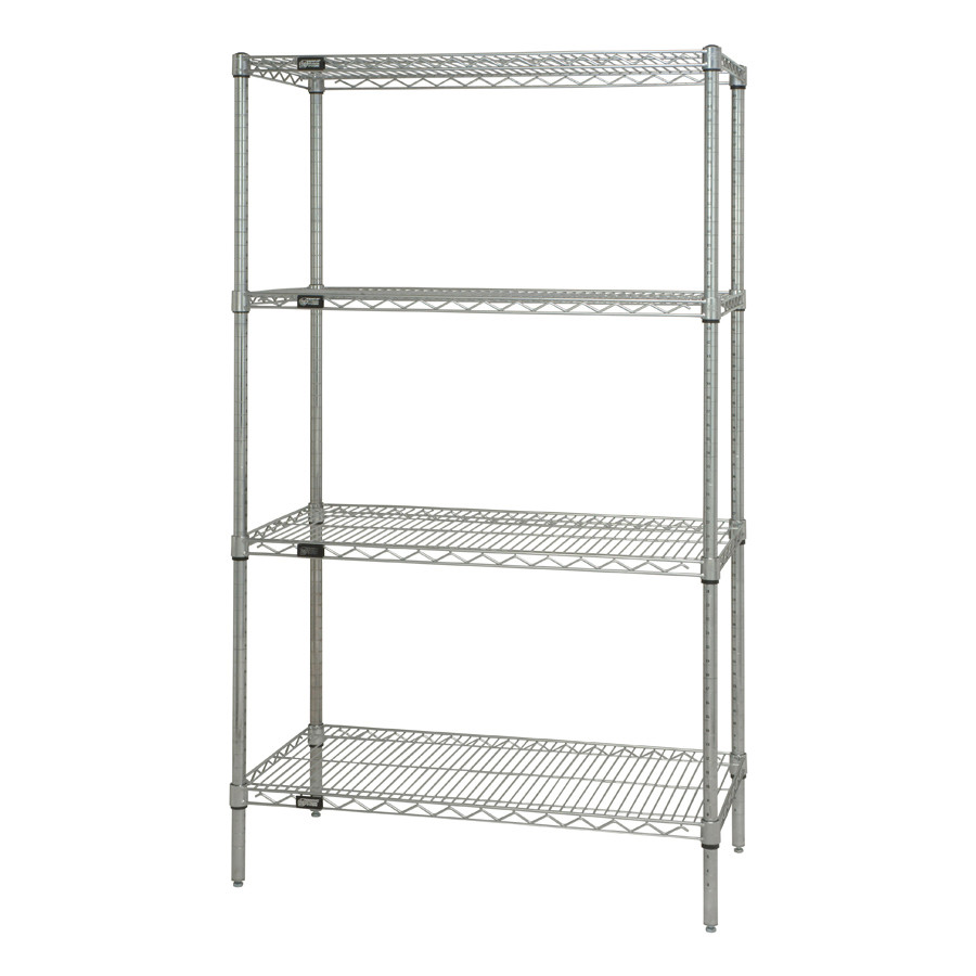 Quantum WR63-2130SG NSF 4 Shelf Galvanized Steel Solid Shelving Starter Kit -...