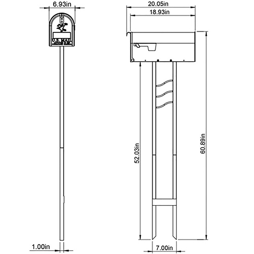 Architectural Mailboxes Mailbox to Go Galvanized Steel Mailbox and Post Kit, ...