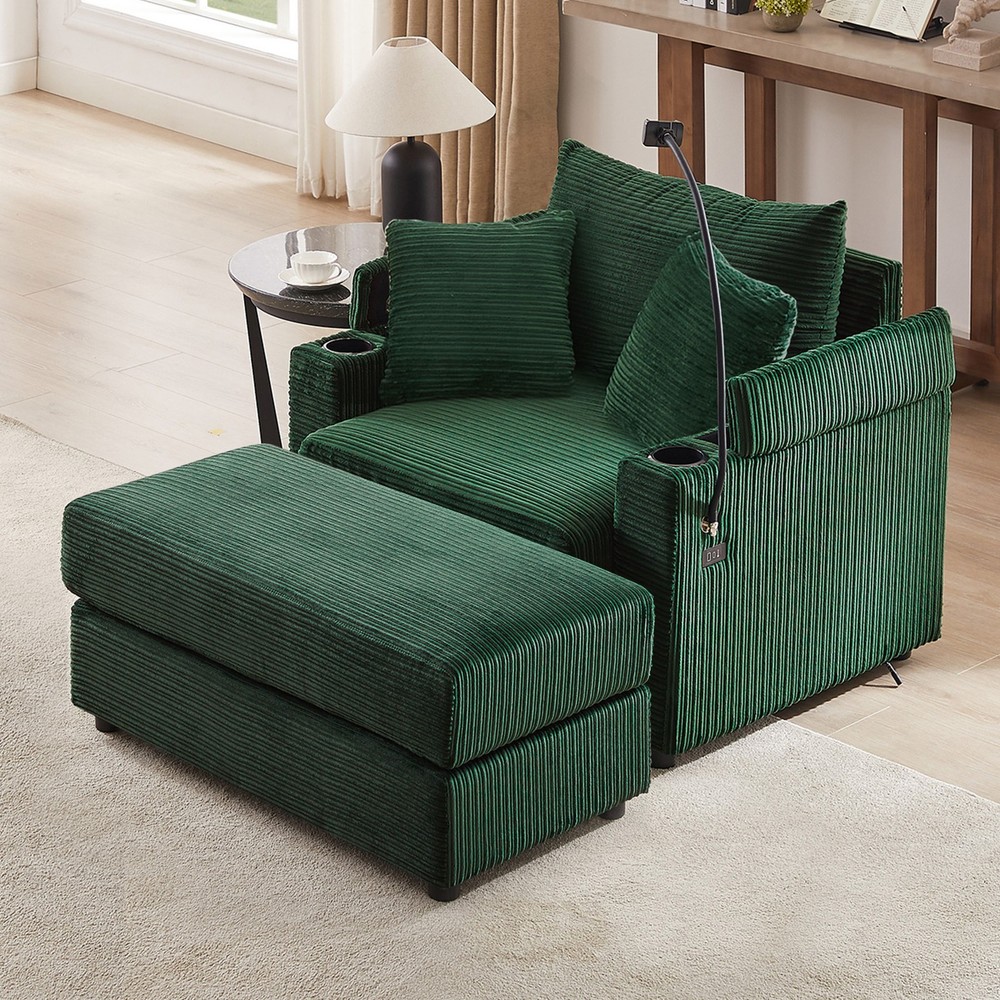 41.7" Modern Style Single Sofa Sofa Couch with Storage Space, A Movable Ottoman
