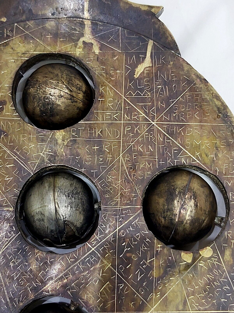 Heavy Ottoman Talismanic Magic Brass Celestial Astrolabe with Talisman Inscripti