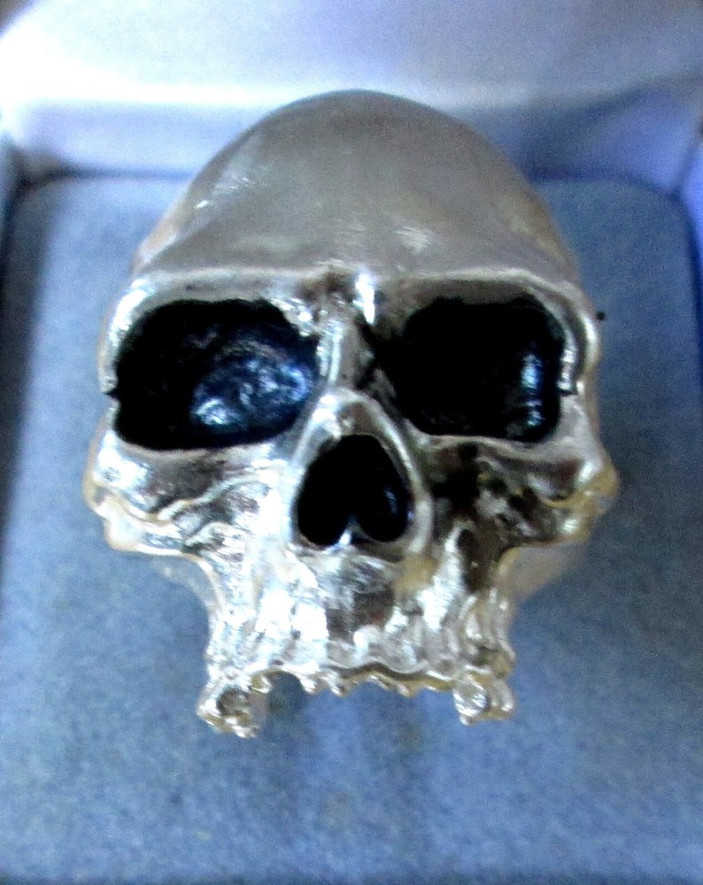 CLASSIC Sterling Silver Biker Skull Ring Size 9.5 Handmade