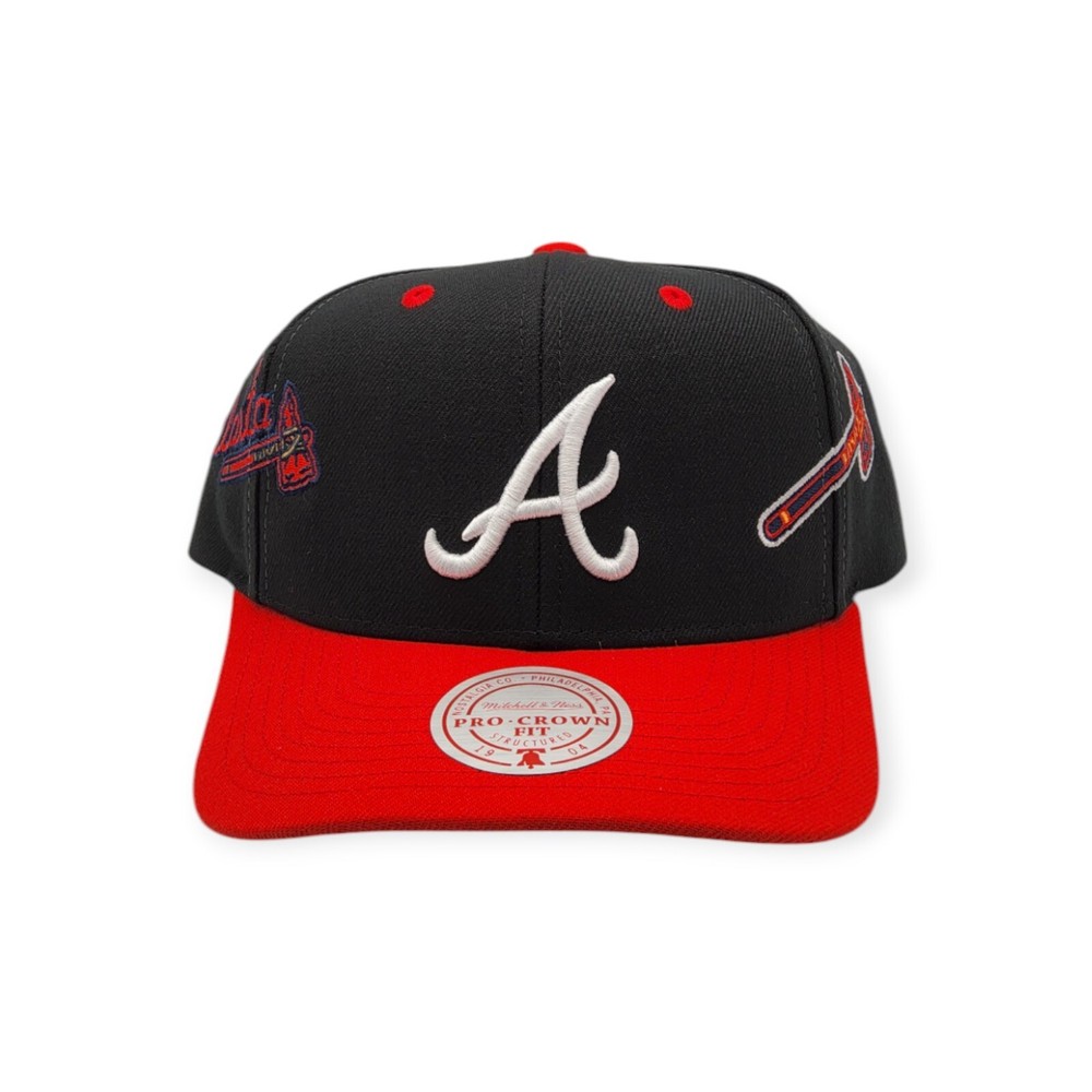 Mitchell & Ness Atlanta Braves Overbite Pro Black/Red Adjustable Snapback Hat