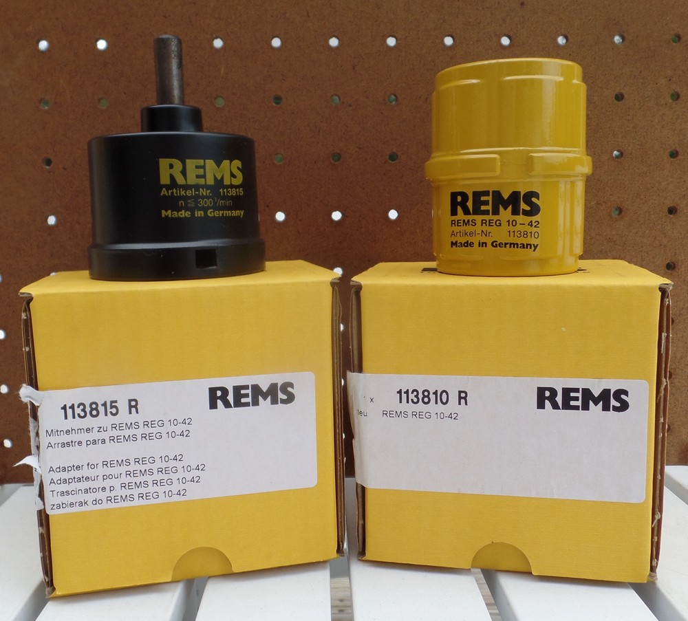 4 Industrial Pipe Deburring / Reaming tools with drill adapters 10-42mm REMS