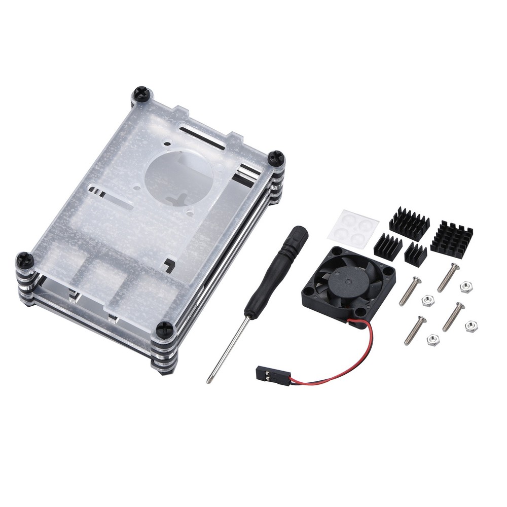 Clear 9 Layers Case with Cooling Fan Heatsink Screwdriver For Raspberry Pi 4B