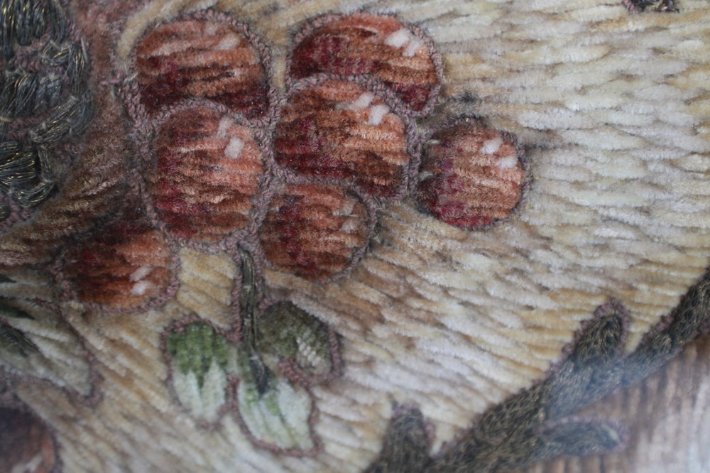 Antique Needlepoint Fabric Weave Framed