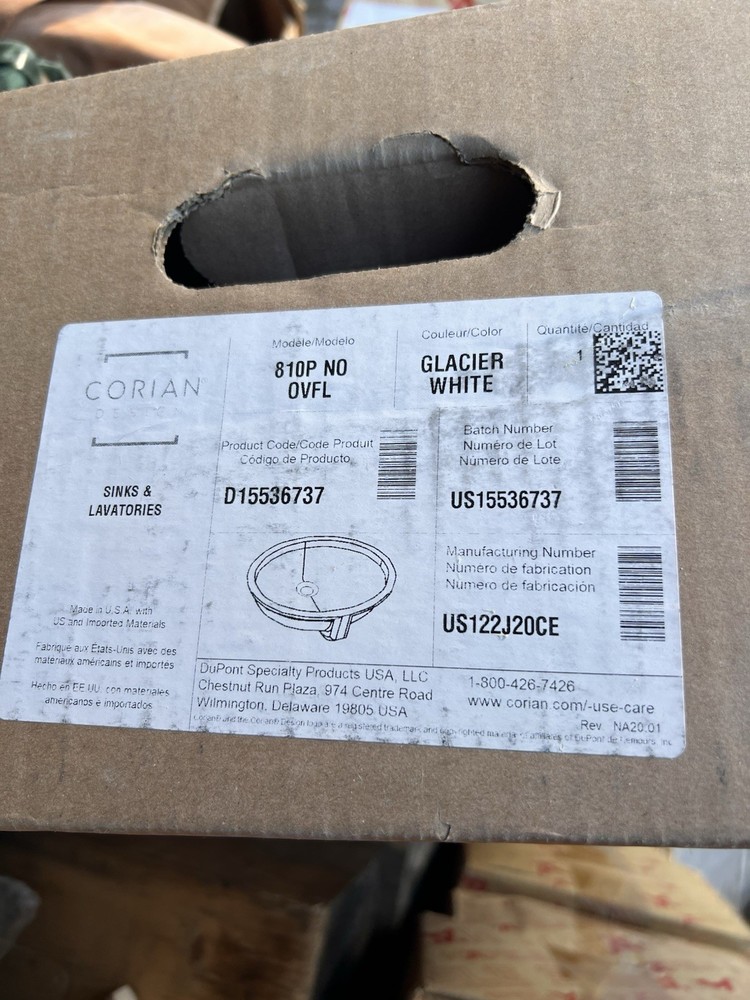 Corian 810P White Undermount Sink