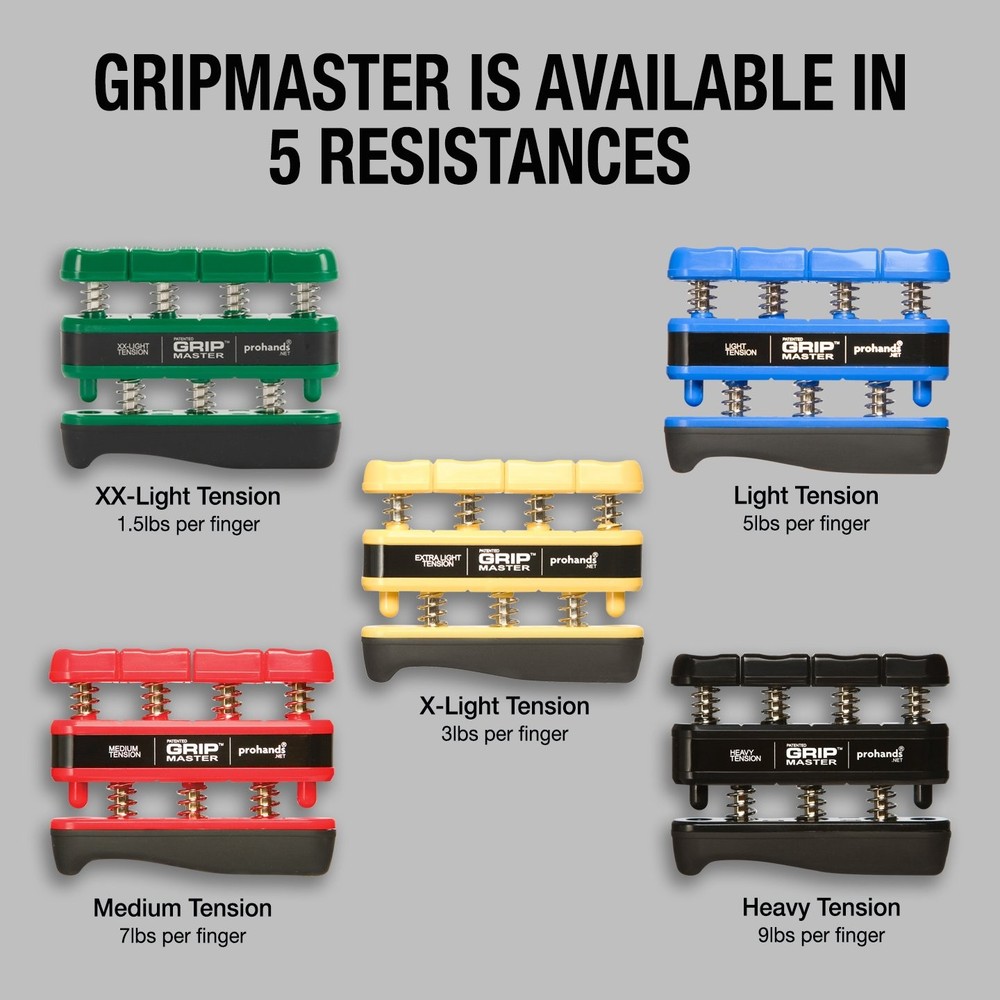 Prohands Gripmaster Hand Exerciser, 7 lb (Medium Tension), Red -
