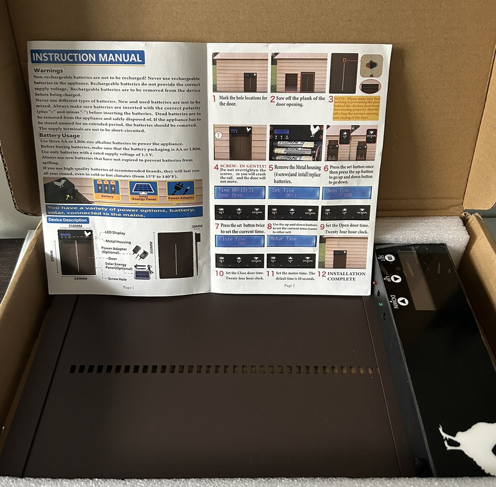 Automatic Chicken Coop Door, Aluminum Coops Door Opener with Programmable Timer