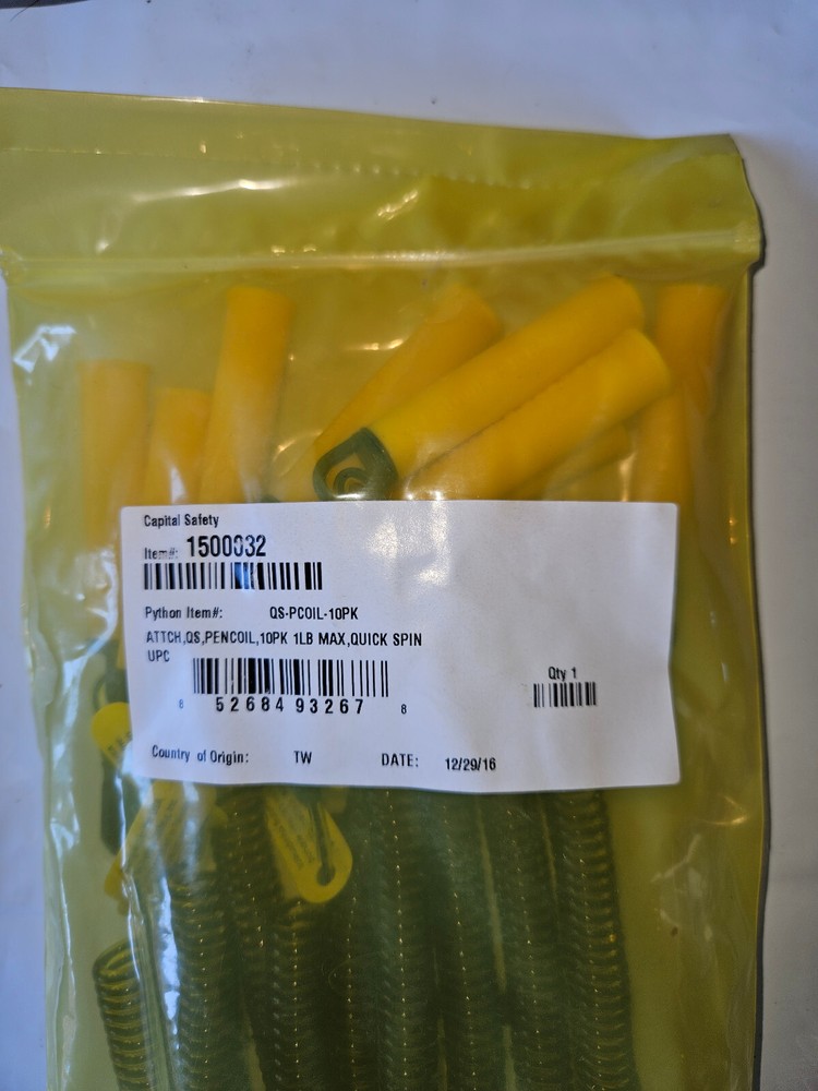 🆕️ PYTHON SAFETY #1500032 QS-PCOIL QUICK SPIN PEN LANYARD Tether PK-10