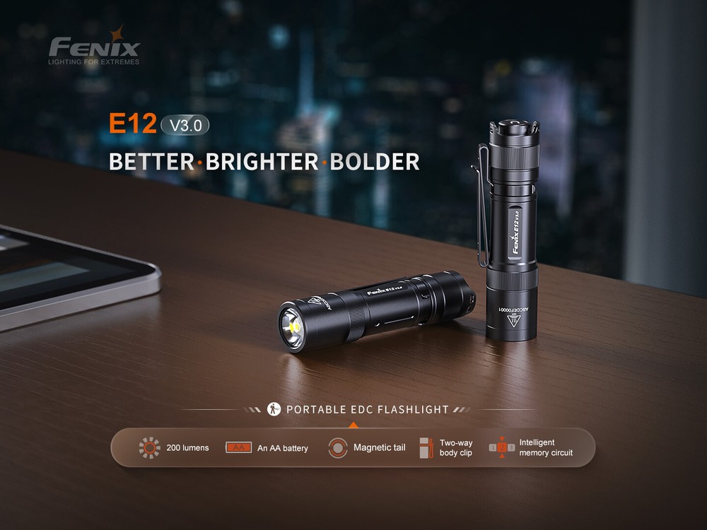 Fenix E12 V3.0 200 Lumen 1x AA EDC Flashlight