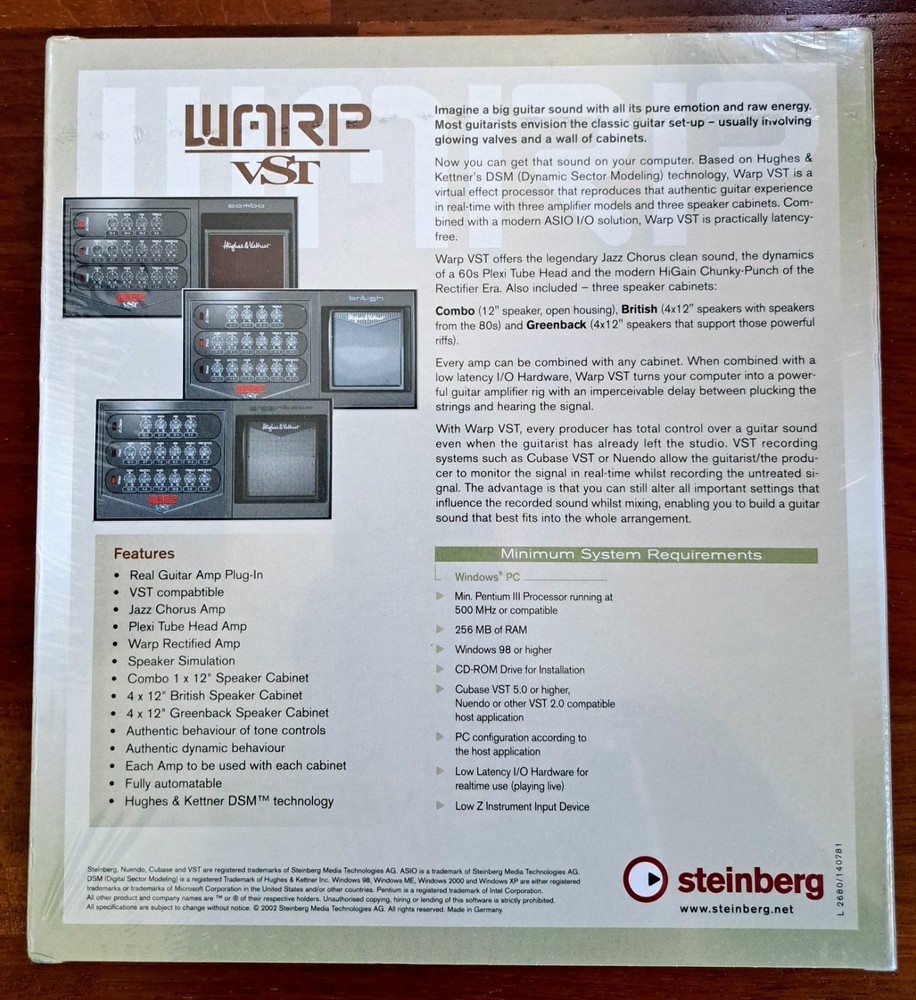 Steinberg Warp VST, Virtual Guitar Modeling, 2002, PC/Mac