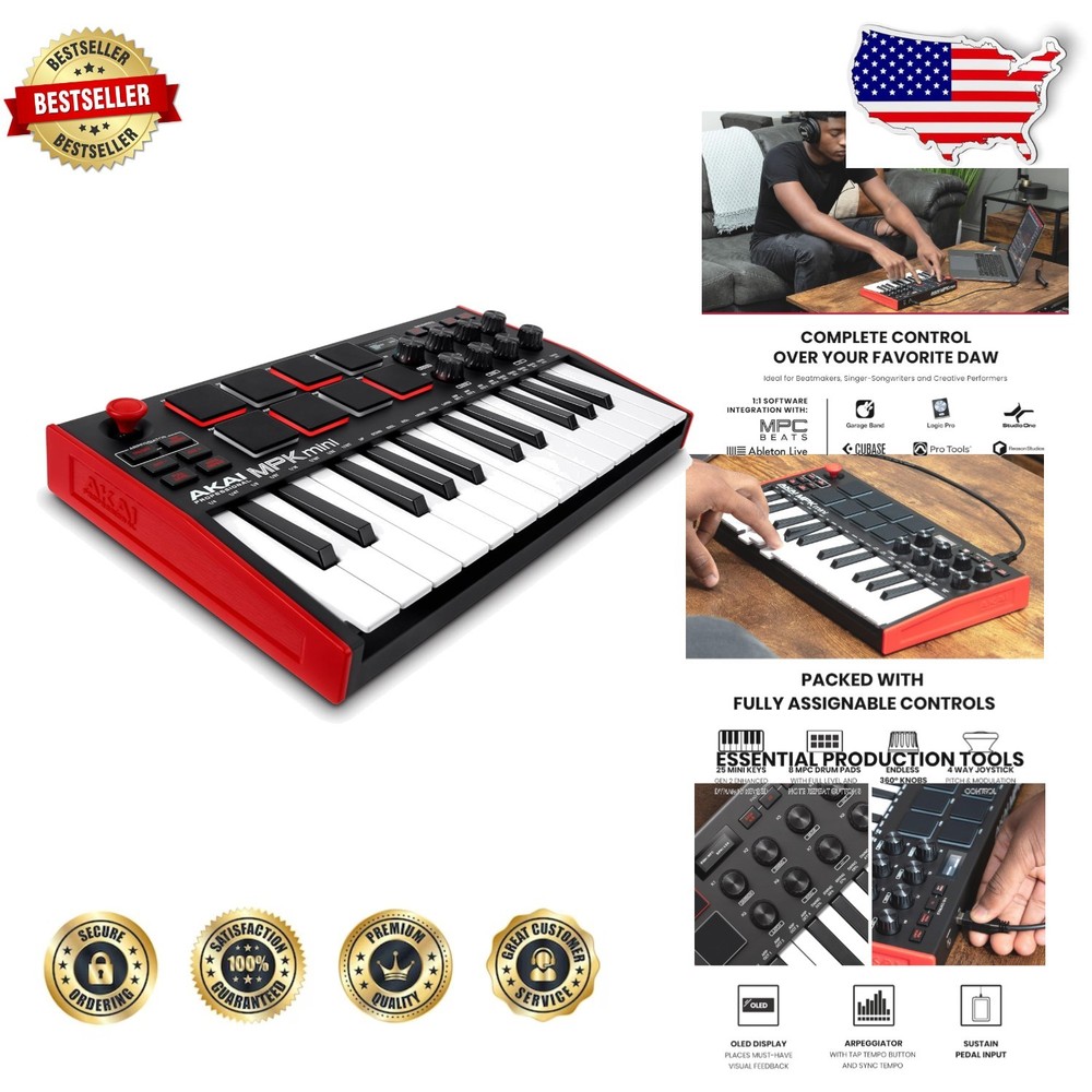 MPK Mini MK3 25-Key MIDI Controller, Velocity Keys, NKS, Pro Sounds