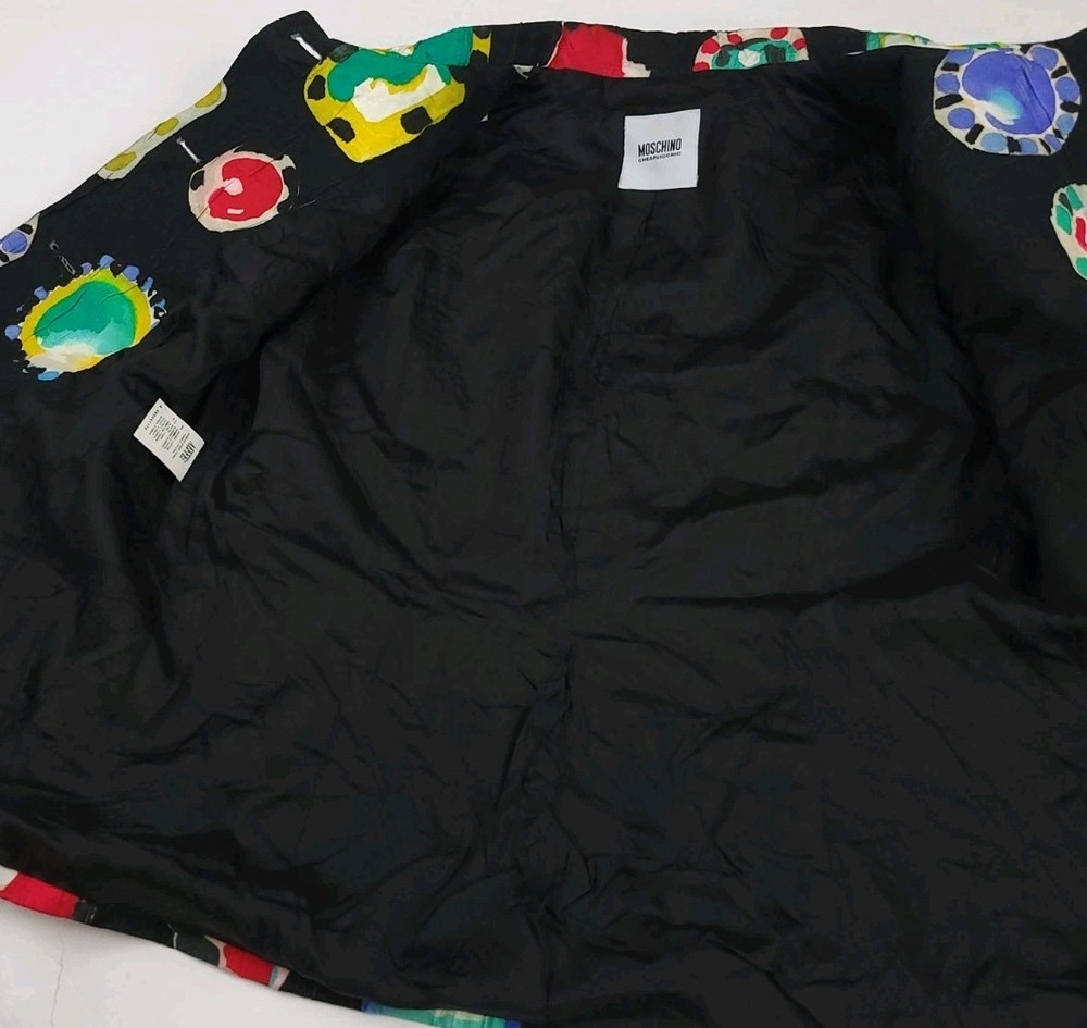 Moschino Cheap And Chic Jacket Black Multicolor Lined Italy Abstract Pattern