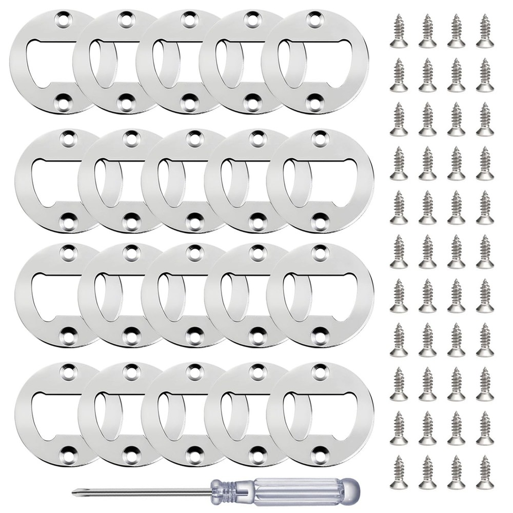 Bottle Opener Insert - 20 Sets Stainless Steel Inserts Kit 20 SETS, Silver