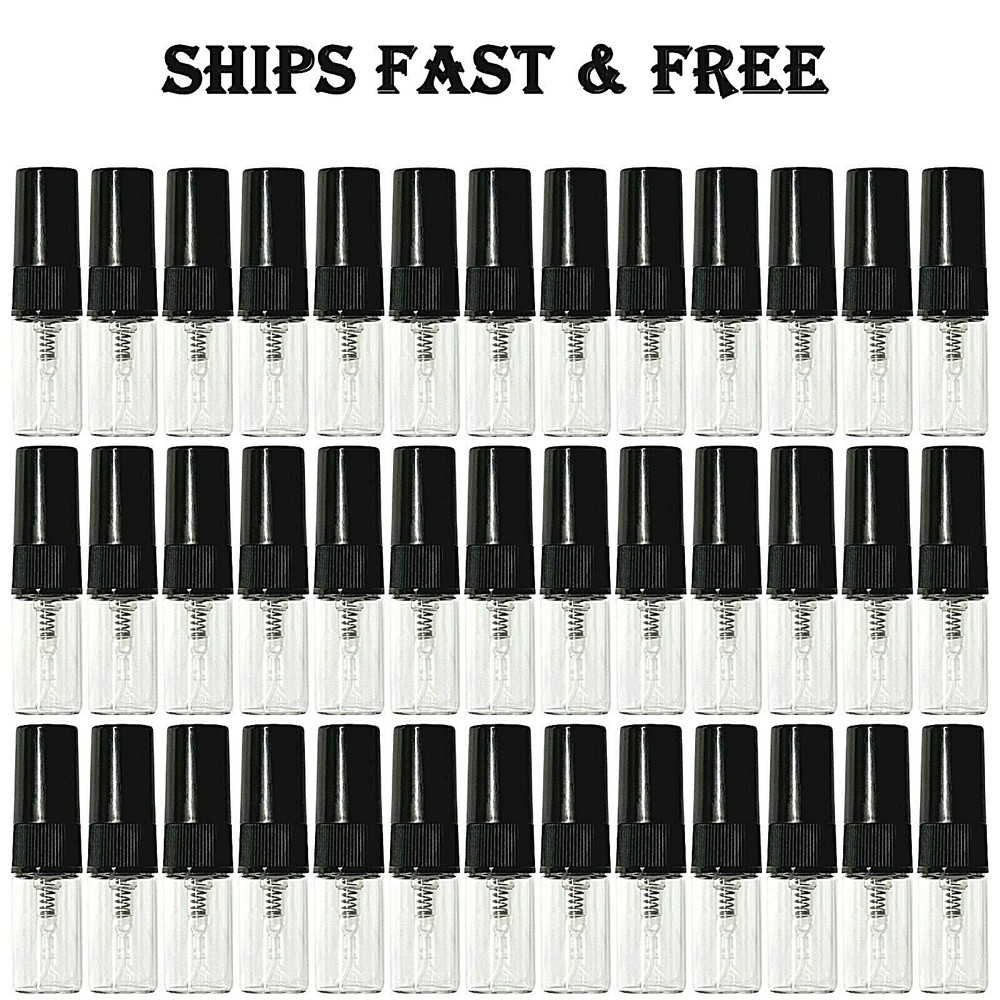 2ml 0.07oz perfume clear glass bottles mini black atomizer spray refillable