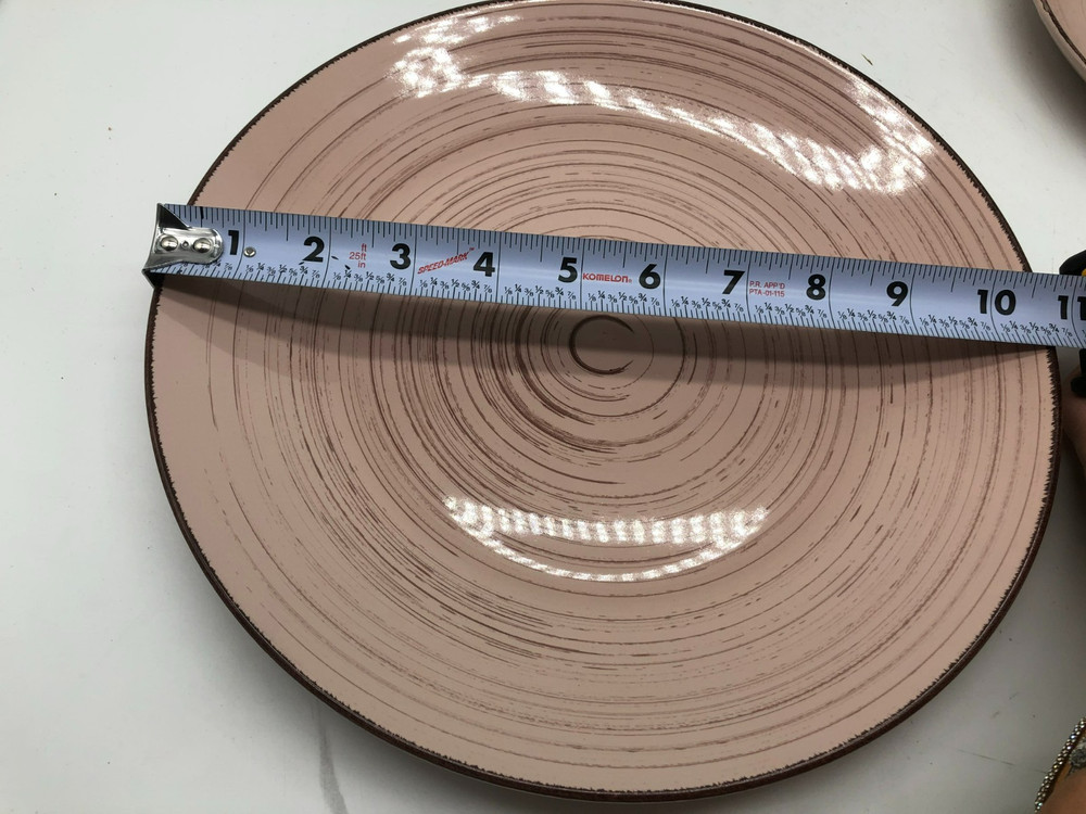 Ceramic Rustic Pink & Brown 10in & 8in Plate Set BB01B28036