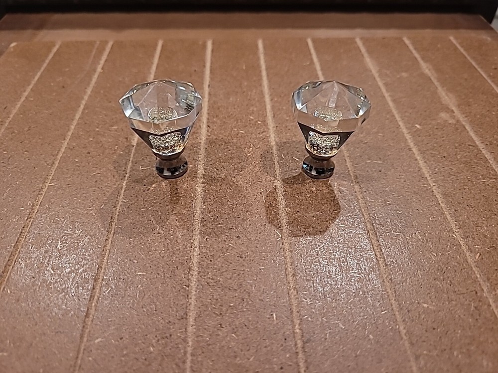 CAL CRYSTAL M13/32 Octagonal Crystal Knobs With Polished Chrome Base-Set Of 2