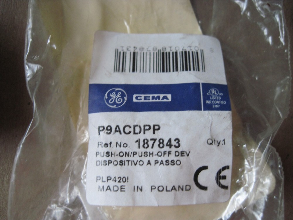 GE P9ACDPP Push-ON / Push-OFF Device 187843, For Pilot Devices