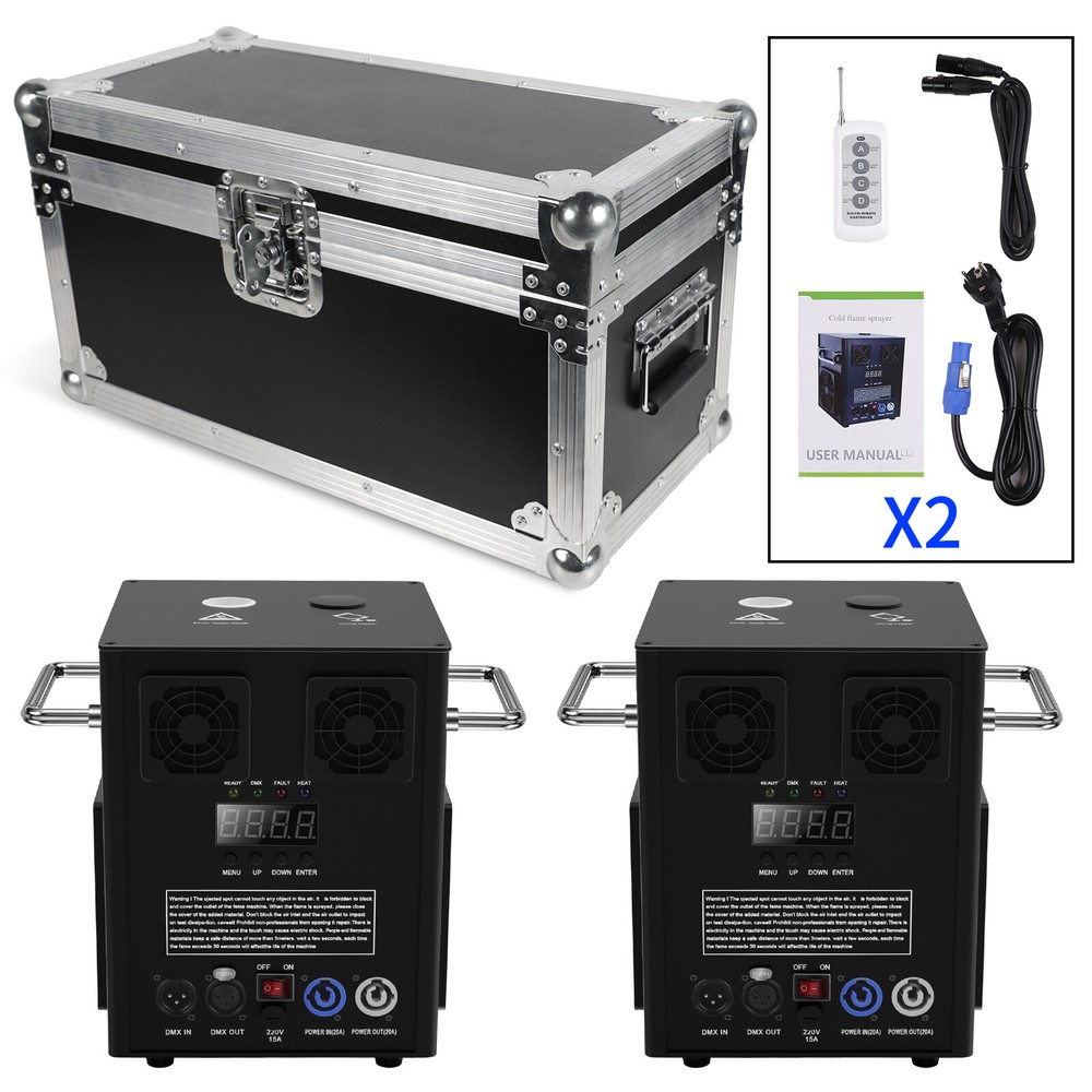 2PCS Cold Spark Machine 700W DMX Stage Firework Machine Wedding W/Flight Case US