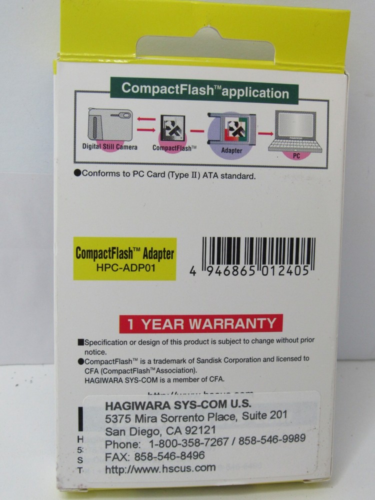 Compact Flash Adapter HPC-ADP01 PC Adapter Converter Reader for Laptop -A15