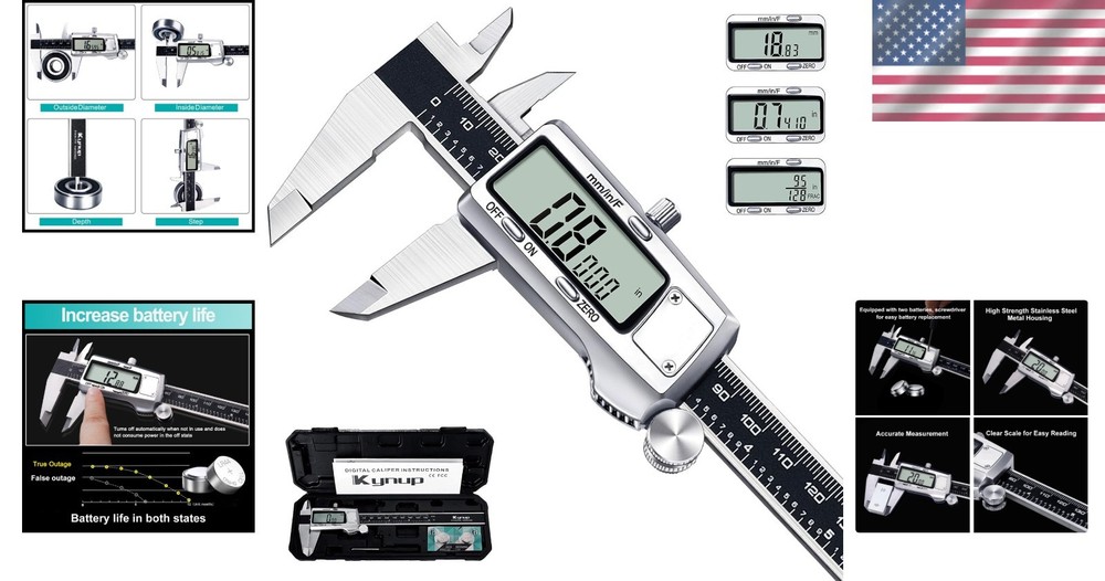 6-Inch Digital Caliper with 3 Units Conversion - Splash-Proof and Durable Design