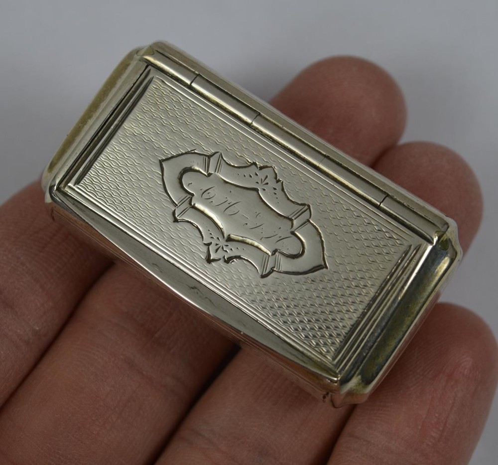 Antique Continental Silver Engine Turned Snuff Box