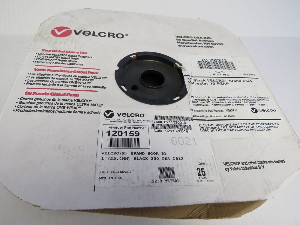 VELCRO (120159) HOOK-AND-LOOP FASTENER:ROLL,BLACK,HOOK, 1 " WIDTH X 75 FT LENGTH