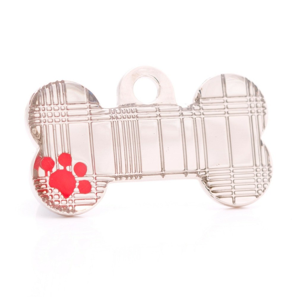 Bone Tartan Pet ID Tag