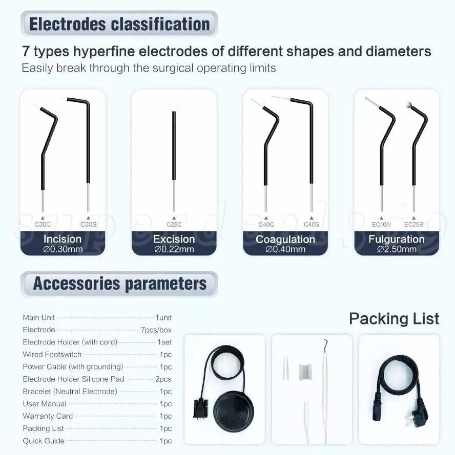 Electrosurgery Dental Cutting Unit with 7 Electrodes Tips