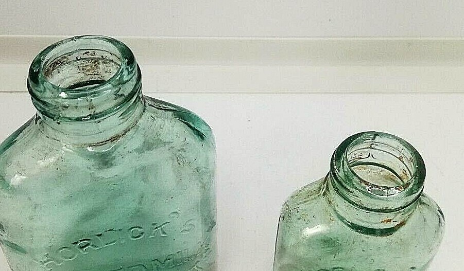 VINTAGE HORLICK'S BOTTLES X2