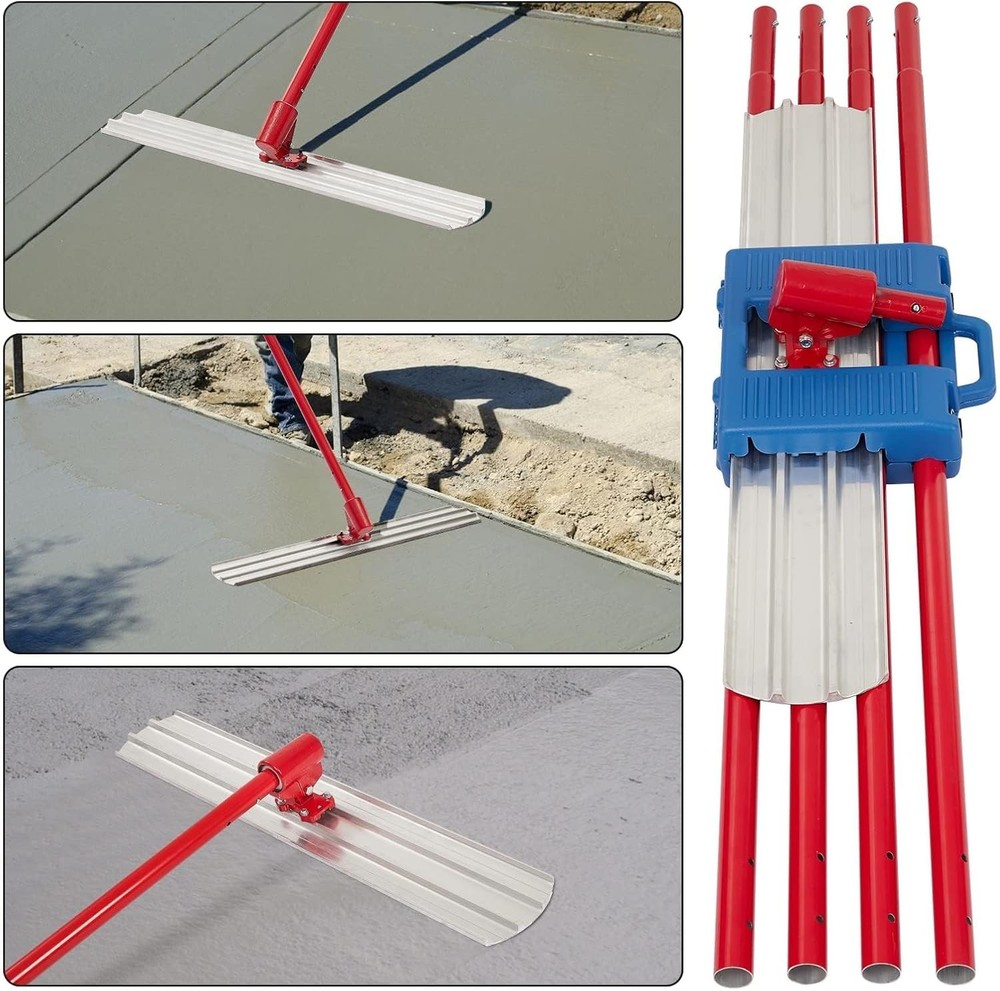Bull Concrete Float 36"x8" Concrete Tool Trowel w/ 4 Float Handle Bracket Red