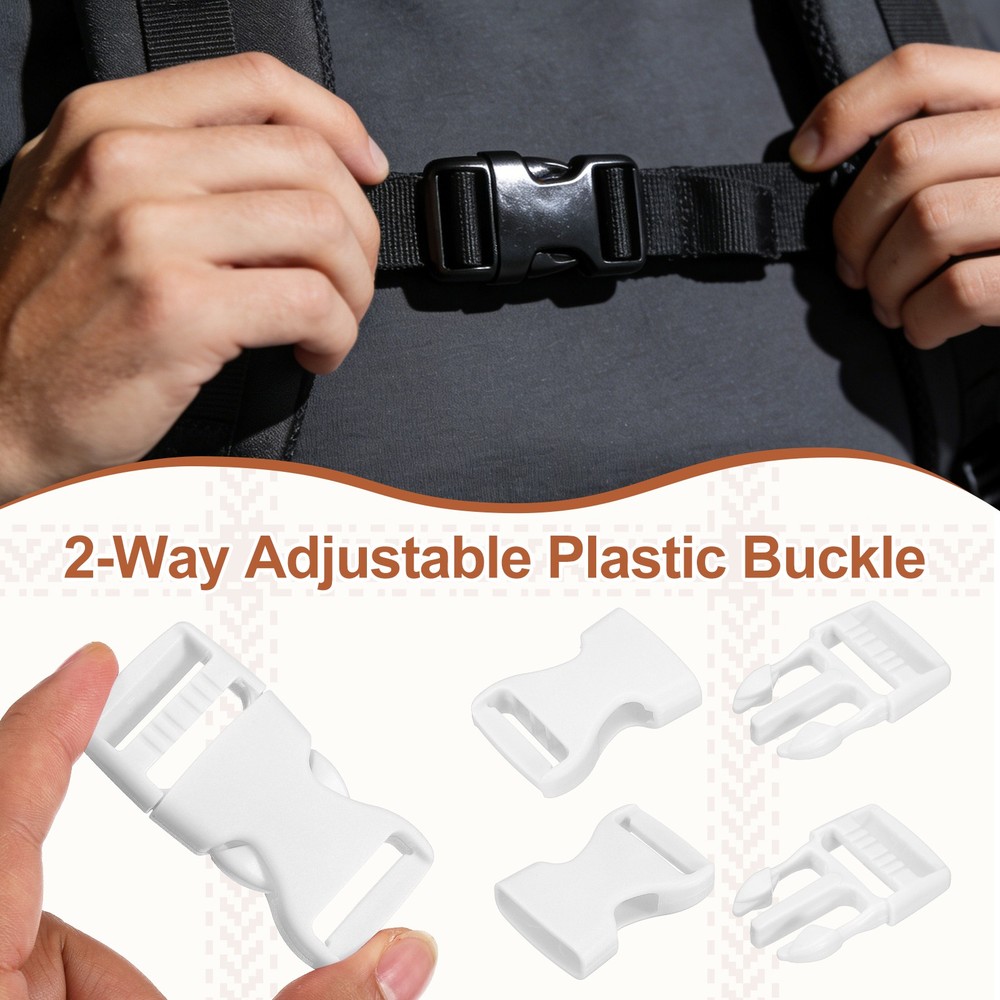 6 Pack Quick Side Release Buckle, 1" Plastic Buckle Clip, White