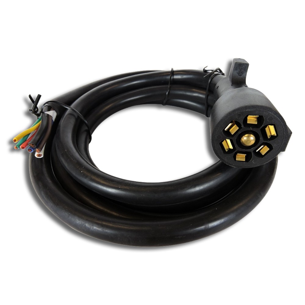 4 FT 7 Way Trailer Cord Wire Harness Light Plug Connector Molded RV Cable