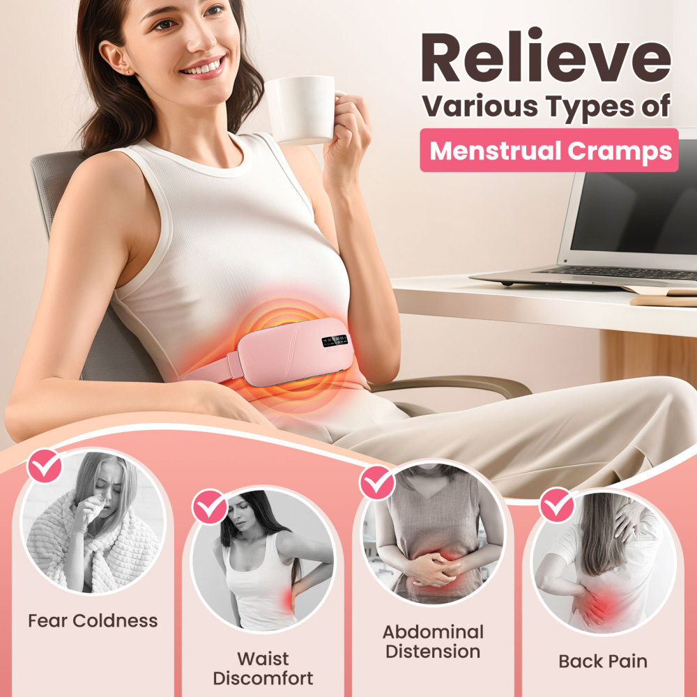 Electric Heating Menstrual Vibration Pad Belt For Period Pain Relief Cramps USB