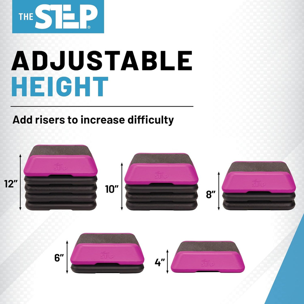 Adjustable High Step Aerobic Platform with 4 Risers, Home Gym Workout Equipment,