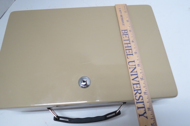 Small Security Box with 1 key, double-walled, insulated, Fire-resistant, beige