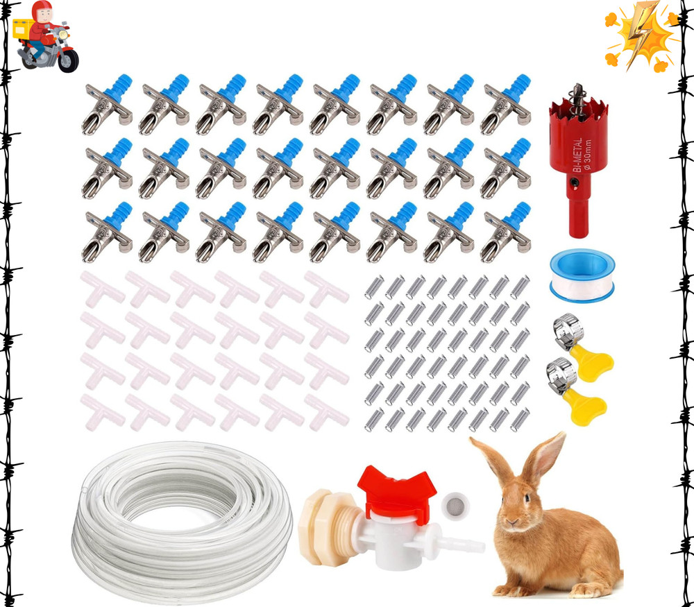 Automatic Rabbit Watering System, Rabbit Waterer Kit System Gravity Fed Inclu...