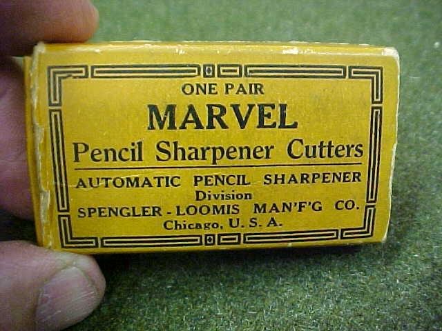 PAIR ANTIQUE MARVEL Automatic PENCIL SHARPENER CUTTERS in ORIGINAL BOX