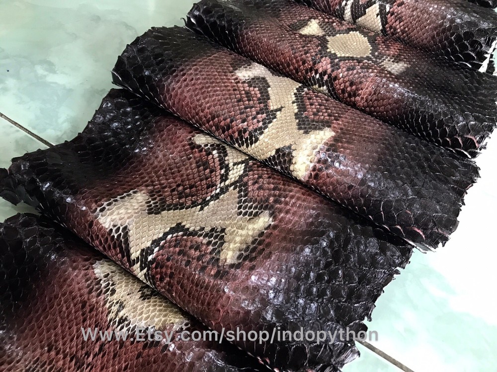 Genuine Python Leather, Exotic Snake Skin, Brown SnakeSkin, Multicolor Leather