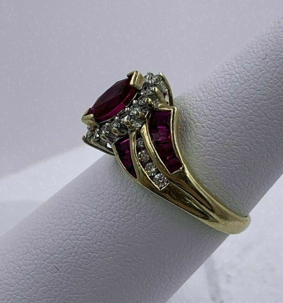 3.00Ct Marquise Cut Lab Created Ruby Wedding Ring 14K Yellow Gold Plated